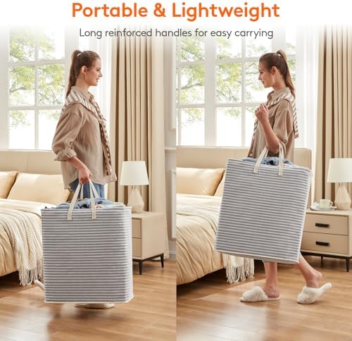 Lifewit 100L Large Laundry Baskets, Laundry Hampers Bags, 3 Pack, Grey - Image 5