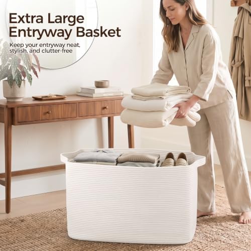 OIASKET 95L Extra Large Blanket Basket, 24" x 16.9" x 14.2" Woven Basket - Image 6