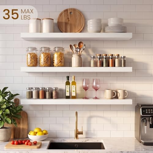 30" x 6.7" Wall Shelf, Rustic Wood Floating Shelf for Home Decor & Storage - Image 2