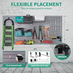 FRAYSCENT Slat Wall Paneling Garage Slat Wall Storage Systems Slatwall Panels Power Tool Organizer Wall Mount, PVC Garage Storage & Organization Products Slate Board (Grey, 4ft x 8ft with 15 Hooks) - Image 2