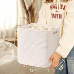 13 Inch Storage Cubes, 3 Pack Cube Storage Bins for Organizing, Cotton Rope Woven Baskets for Shelves, Bathroom, Kids Room, Closets, Baby Nursery - Image 5