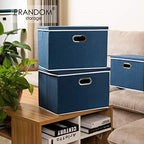 PRANDOM Extra Large Collapsible Storage Bins with Lids [5-Pack] Linen Fabric Foldable Storage Baskets Boxes Organizer Containers Cube with Cover for Bedroom Closet Office Nursery (22.8x15.75x13.8) - Image 2
