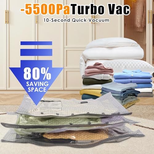 18 Pack Vacuum Storage Bags for Travel with Rechargeable Cordless Pump, Vacuum Seal Bags for clothing with Hand Pump, Portable Space Saver Bags for Clothes, Compression Packing for Luggage,Bedding - Image 5