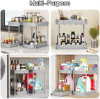 2 Packs Under Sink Pull-Out Storage Organizers, 14.8 Inches, Grey - Image 6