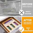 SpaceAid Bag Storage Organizer for Kitchen Drawer, Bamboo Organizer, Compatible with Gallon, Quart, Sandwich and Snack Variety Size Bag (1 Box 4 Slots), 2.5" High - Image 2