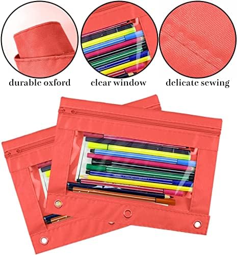YoeeJob Pencil Pouch for 3 Ring Binder, Zipper Pencil Pouches Bulk, Pencil Case Pouch with Clear Window for Class, School, Office, Red, 24 Packs - Image 3