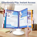 10-Pocket Desk Reference Organizer with 360° Swivel Base & 10 Double-Sided Panels Holds 20 Sheets A4/Letter Size Paper, Fast Flip & Find Desktop Reference System with Colored Index Tabs, White - Image 4