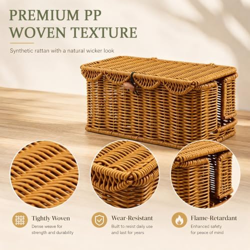 2 Pack Rattan Cable Management Box for Power Strip with 2 Exits - Image 4