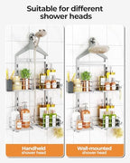 ODesign 2 Tier Shower Caddy for Handheld Shower Heads Anti-Swing Silver - Image 5