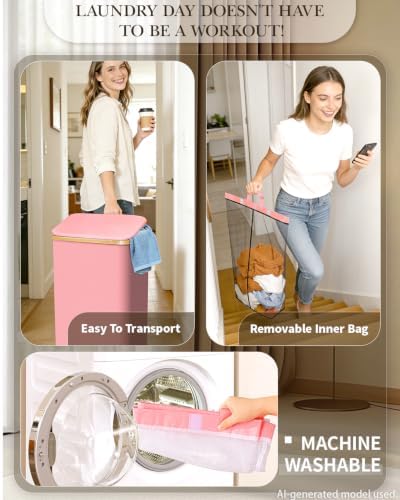 Laundry Basket with Wheels, 110L Large Rolling Laundry Hamper for Dorm - Image 3