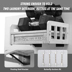 Liquid Laundry Detergent Holder - Wood Laundry Detergent Shelf Laundry Station- Detergent Holder for Laundry Room- Laundry Room Storage Accessories Dispenser (Rustic White) - Image 4