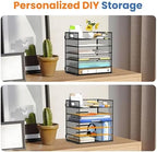 Daltack 6-Tier Paper Organizer for Desk with Handle, Black, 2 Pack - Image 3