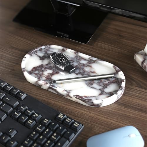 100% Natural Calaccata Viola Marble Tray, 10" x 5" Oval Tray - Image 5