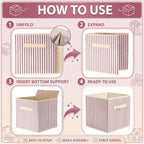 Amyhill 6 Pack Pink Striped Basics Collapsible Fabric Storage Bins - Image 4