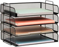 Mind Reader Stackable Paper Tray, Desktop Organizer, File Storage, Office, Metal Mesh, 4 Pcs., Black by MindReader