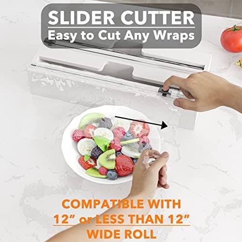 SpaceAid WrapNeat 2 in 1 Wrap Organizer with Cutter and Labels, Plastic Wrap, Aluminum Foil and Wax Bamboo Dispenser for Kitchen Storage Organization Holder for 12" Roll (White) - Image 5