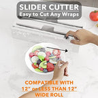 SpaceAid WrapNeat 2 in 1 Wrap Organizer with Cutter and Labels, Plastic Wrap, Aluminum Foil and Wax Bamboo Dispenser for Kitchen Storage Organization Holder for 12" Roll (White) - Image 5
