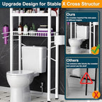 Over The Toilet Storage Cabinet,4 Tier Bathroom Organizer and Storage With Adjustable Shelf Waterproof Feet Pad and Basket Multifunctional Space Saver Freestanding Bathroom Shelves With Dividers White - Image 5