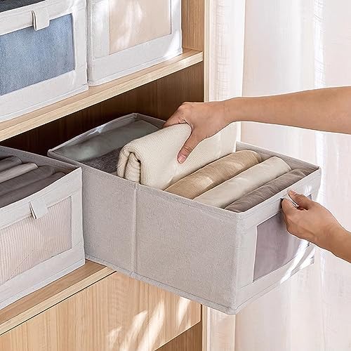Linen Closet Organizers And Storage, 8 Pack Closet Storage Bins Linen Closet Baskets for Closet Organization Foldable Closet Organizer Bins with Clear Window For Organizing Clothing, Jeans, Shelves - Image 4