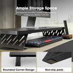 Fenge Monitor Stand Riser, Wooden & Metal Desk Shelf Organizer, Black - Image 6