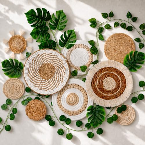 Xuhal 15 Pcs Boho Wall Basket Decor Handwoven Hanging Seagrass Woven Basket by Xuhal