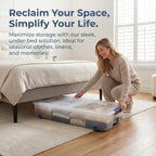 Under Bed Storage Bin 66 Quart, Clear Rolling Container with Wheels & Lid (1 Pack) - Image 2