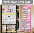 Kotkn 24-Pair Over Door Shoe Organizer for Family & Kids, Double Sided | Hanging Storage for Sneakers, Boots, Toys & Room OrganizationRose Quartz - Image 4