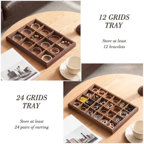 Wood Jewelry Organizer Tray, 5-Piece Set (Brown, 5Pc) - Image 3
