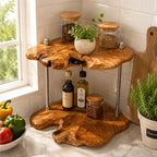 2-Tier Counter Corner Shelf ,Counter Corner Organizer,Natiral Edge Cedar Wood Bathroom Counter Organizer for Vanity Countertop Storage and Organization for Bathroom Kitchen Coffee Area, Over Sink - Image 4