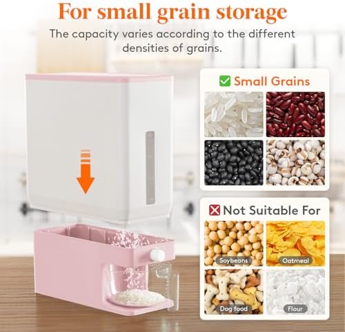Lifewit Rice Container 28 Lbs, One-Press Dispenser with Measuring Cup - Image 6