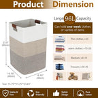 Laundry Hamper 96L Extra Large Laundry Basket, Woven Blanket Basket - Image 4