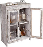 Ikee Design Wooden Countertop Storage Cabinet. Customizable Organizer with Adjustable Shelves, Glass Window Door and Removable Metal Hook. Perfect for Kitchen, Vanity, or Bathroom. Antique White by IkeeDesign