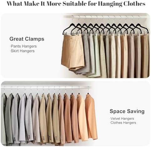 HOUSE DAY Skirt Hangers 24 Pack, Velvet Pants Hangers with Adjustable Clips - Image 2