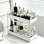 2 Tier Bathroom Counter Organizer, Vanity Storage Shelf, White by KINGBERWI