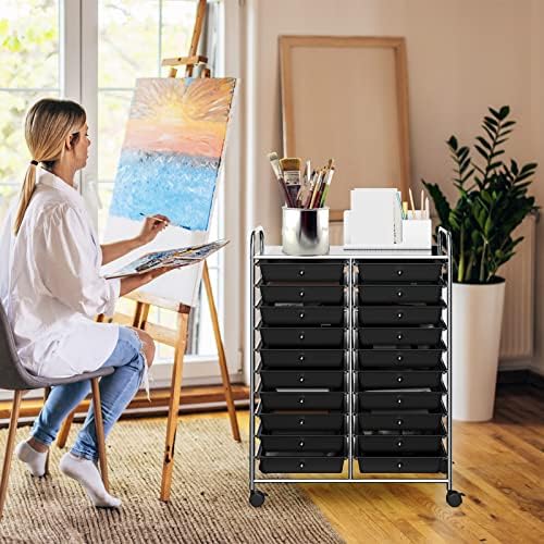 COSTWAY 20-Drawer Rolling Storage Cart, Utility Storage Organizer Cart - Image 2