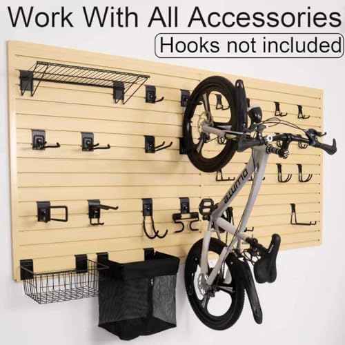FRAYSCENT Slat Wall Paneling Garage Wall Organizer, Slatwall Panels Garage Tool Organizer Wall Mount Garage Slat Wall Storage Systems, Slat Board PVC Wall Panels Garage Storage (BEIGE, 4ftx4ft) - Image 5
