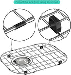 SANNO Sink Protector Grid for Kitchen Sink, 14.57" L X 11.22" W Bottom Grid with Rear Drain Hole, Single Bowl Sink Rack, Stainless Steel 1 Pack - Image 3