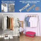 Portable Garment Rack, Folding Clothes Rack, Collapsible Clothing Rack for Dance, Travel, Camping, Laundry, Indoor, Outdoor, Drying, RV, Mini Compact Racks White + 3 Foldable Clothes Hangers - Image 4