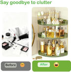 FELIZHOUSE 3-Tier Makeup Organizer for Vanity & Bathroom Countertop – Acrylic Storage Shelf with Perfume Tray & Makeup Brush Holder, Tool-Free Installation, Design for Bathroom & Dresser - Green - Image 3