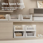 Proarea 5 Pack Stackable Storage Bins, Closet Organizers and Storage, Foldable Closet Organizer Baskets for Clothes, Plastic Drawer Bins for Closet Organization, Wardrobe Shelf, Laundry Room, White - Image 2