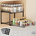 Pull Out Spice Rack Organizer for Cabinet, Height Adjustable Spice Organization for Cabinet, Metal Slide Out Spice Racks Heavy Duty Vertical Spice Rack for Cabinet, 11.5W" X 10.5"D X 9"H, 2 Tier by GoodProductsGoodLife