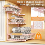 PXRACK Under Sink Organizer, 2-Pack 3-Tier Height Adjustable Thickened Metal Pull out Cabinet Organizer Shelf, Slide out Storage Drawer Rack for Bathroom Kitchen Pantry Home Organization, Pink - Image 6