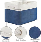 TheWarmHome Organization and Storage for Organizing - 3 Pack 16x12x12 inch Cube Storage Bin for Shelves, Fabric Storage Cubes for Closet Cloth Organizer Gift Toy (White & Jean Blue) - Image 7