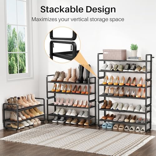 Expandable Metal Shoe Rack for Closet, Entryway & Garage, 6-Tier, Black - Image 6