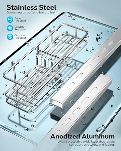 Nieifi Over The Door Shower Caddy, Stainless Steel, Adjustable for Bathroom - Image 3
