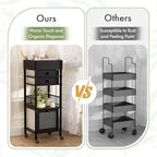 Amazer Bamboo Makeup Organizer Cart with 3 Drawers, Floor Skin Care Storage for Bathroom Bedroom, Rolling Vanity Organizer Cart for Cosmetic, Nail Polish, Perfume and Hair Tools, Black - Image 6