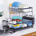 Large Dish Drying Rack for Kitchen Counter, Detachable Large Capacity Dish Drainer Organizer, 2-Tier Dish Racks with Utensil Holder, Black by Unknown