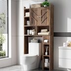 Over the Toilet Storage Cabinet, Freestanding Storage Cabinet Over Toilet, Bathroom Storages Organizer Cabinets with Toilet Paper Holder Stand and Adjustable Shelf, Walnut by Meilocar