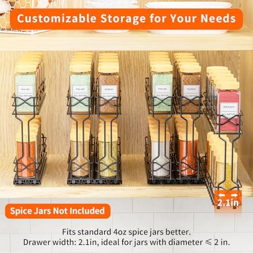 RCHYFEED Pull Out Spice Rack Organizer for Cabinet,2.1 Wx10.5 Dx8 H,3 Pack - Image 3