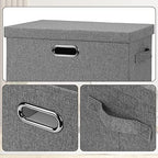 Graciadeco Large 17" 36 Quart Collapsible Stackable Storage Bins with Lids, 3 Packs Grey Linen Fabric Closet Boxes with Lids, Storage Cube Baskets Container Organizers for Bedroom Office(17 x12 x11) - Image 6